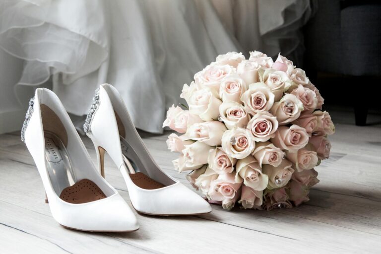 Elegant bridal heels for a wedding day look