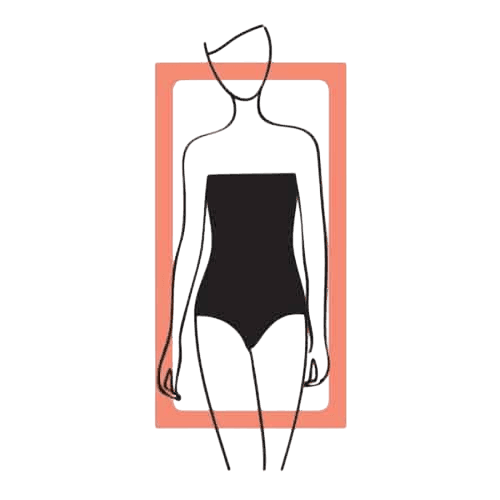 how to dress for rectangle-shaped body type illustration showing straight body proportions